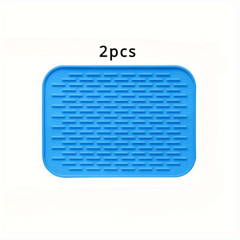 Image of 2pcs Silicone Heat-resistant Mat, Pot Mat, Non-slip Rectangular Tripod Set, Used For Hot Pot, Plate, Coaster And Table Mat, Multi-functional Table Protection, Kitchen Supplies