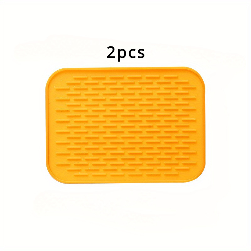 TEMU 2pcs Silicone Heat-resistant Mat, Pot Mat, Non-slip Rectangular Tripod Set, Used For Hot Pot, Plate, Coaster And Table Mat, Multi-functional Table Protection, Kitchen Supplies