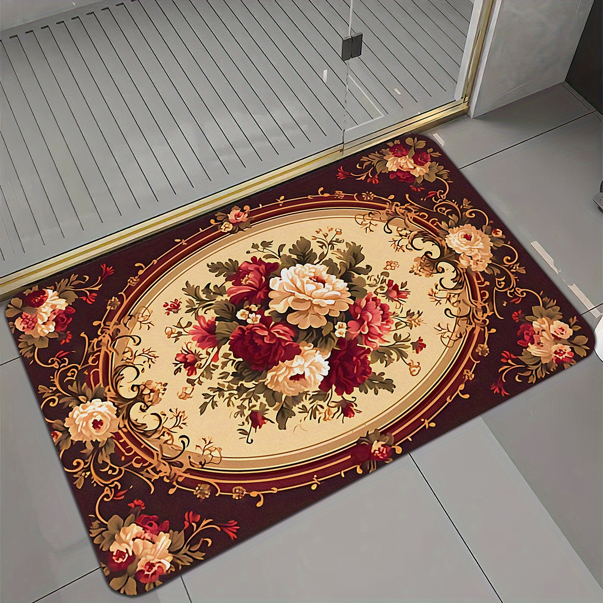 TEMU 1 pz, Tappeto con Motivo a Fiori, per Zona Bagno, Tappetino da Bagno, Tappetino per Vasca da Bagno, Zerbino per Porta del Bagno, Tappeto da