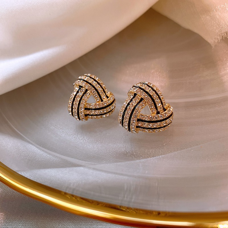 

1 Pair Of Luxurious Golden-tone Stud Earrings With - Alloy, & , Ideal Birthday, Anniversary, Holiday Gift For Women