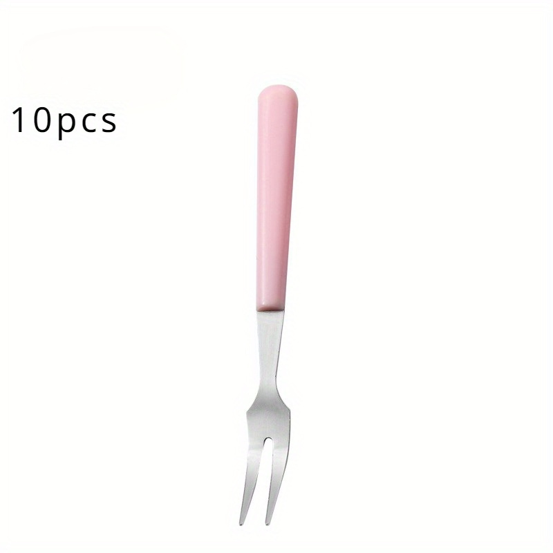 E-shop 10 Stück Kreative Edelstahl Obstgabel Obstzeichen zum Essen von Obst, Kuchen, Mondkuchen, Dessert, Kleine Gabel, Maisnadel