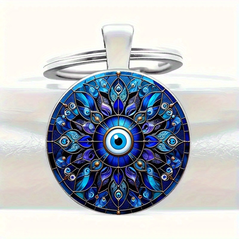 

's Eye Keychain - Stained With Blue & , Alloy, Ideal For Bags & Car Pendants, Great Halloween & Holiday Gift, Car Decor