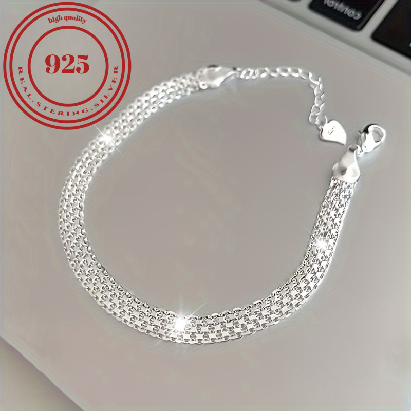 

Luxurious S925 Sterling Silver Hypoallergenic Bracelet - Elegant, Durable, And Comfortable Jewelry For Men And Women - Perfect For Banquets And Formal Occasions