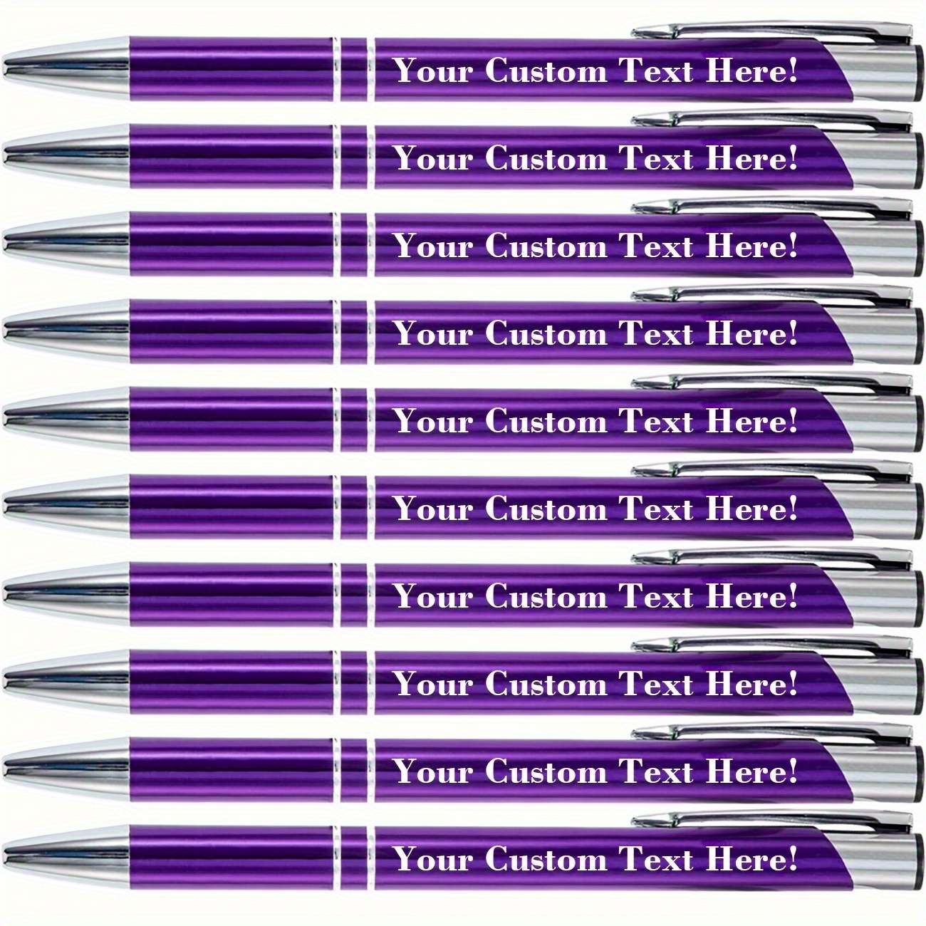 

Engraved Purple Ballpoint - 10pcs, Retractable Steel, For Anniversaries, Birthdays & Graduations, Round Metal