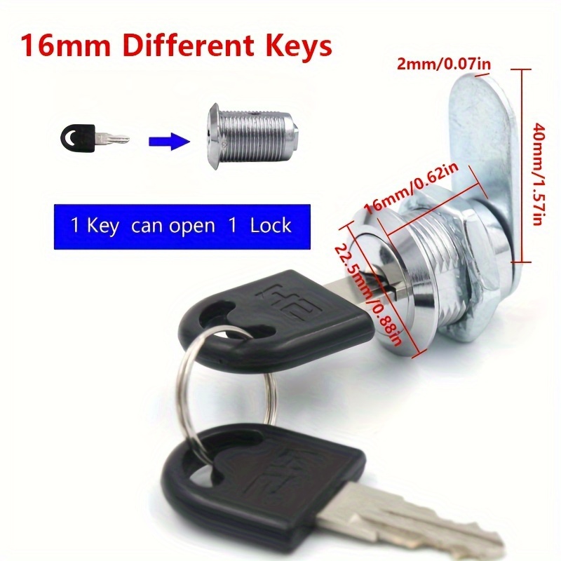 Cylinder Cam Lock For Metal Wardrobes, Employee Cabinets & Office Desk Drawers - Durable Iron Construction, Non-electric