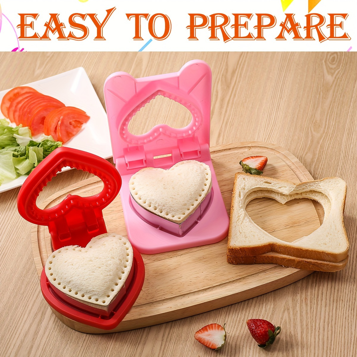 

One, Heart-shaped Sandwich Cutter And Sealer, Dough Cutter For Lunch Box Decorations, Baking Tools, Kitchen Accessories, Valentine's Day Gifts