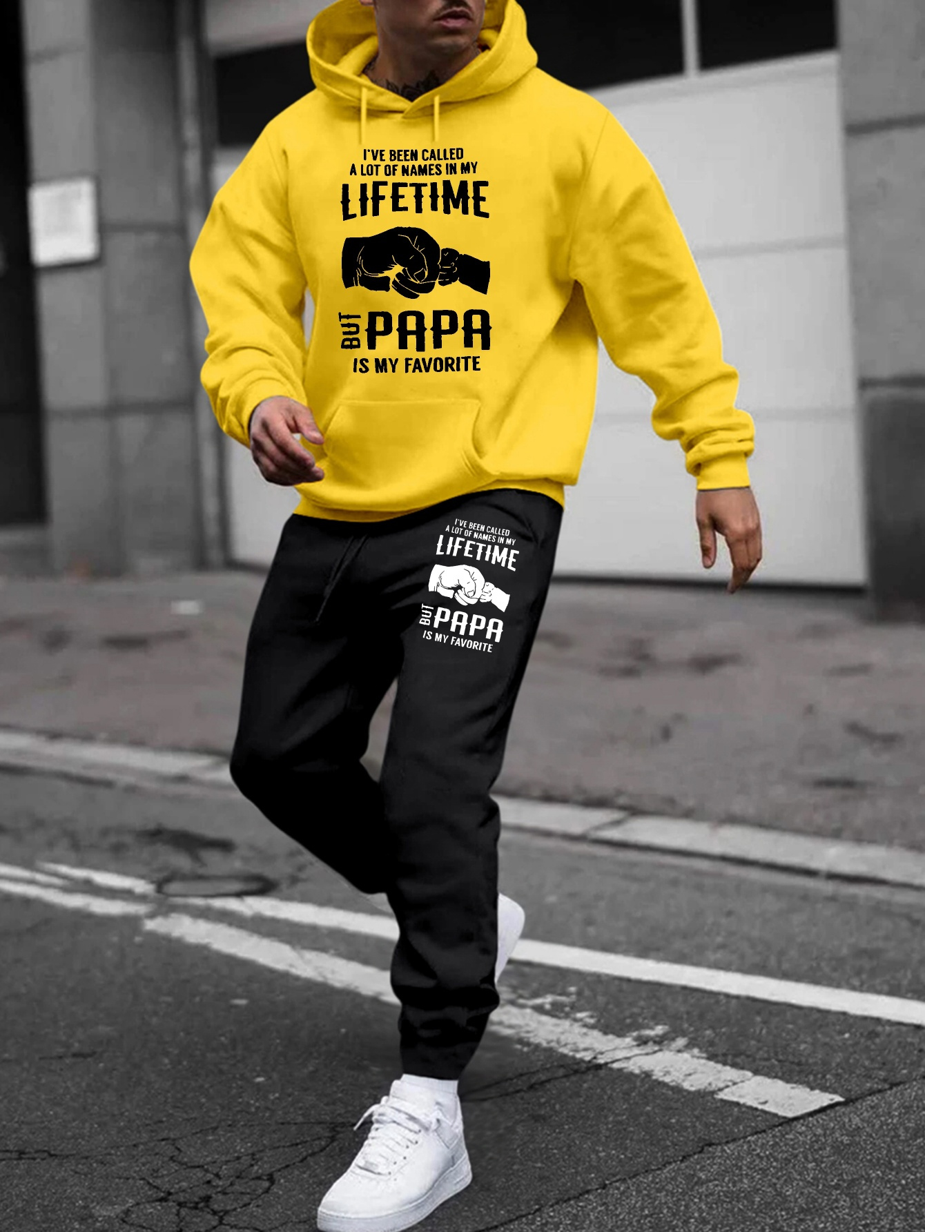 Conjunto de sudadera con capucha y pantalones deportivos casuales para  hombre con diseño estampado larga de punto, poliéster, traje de