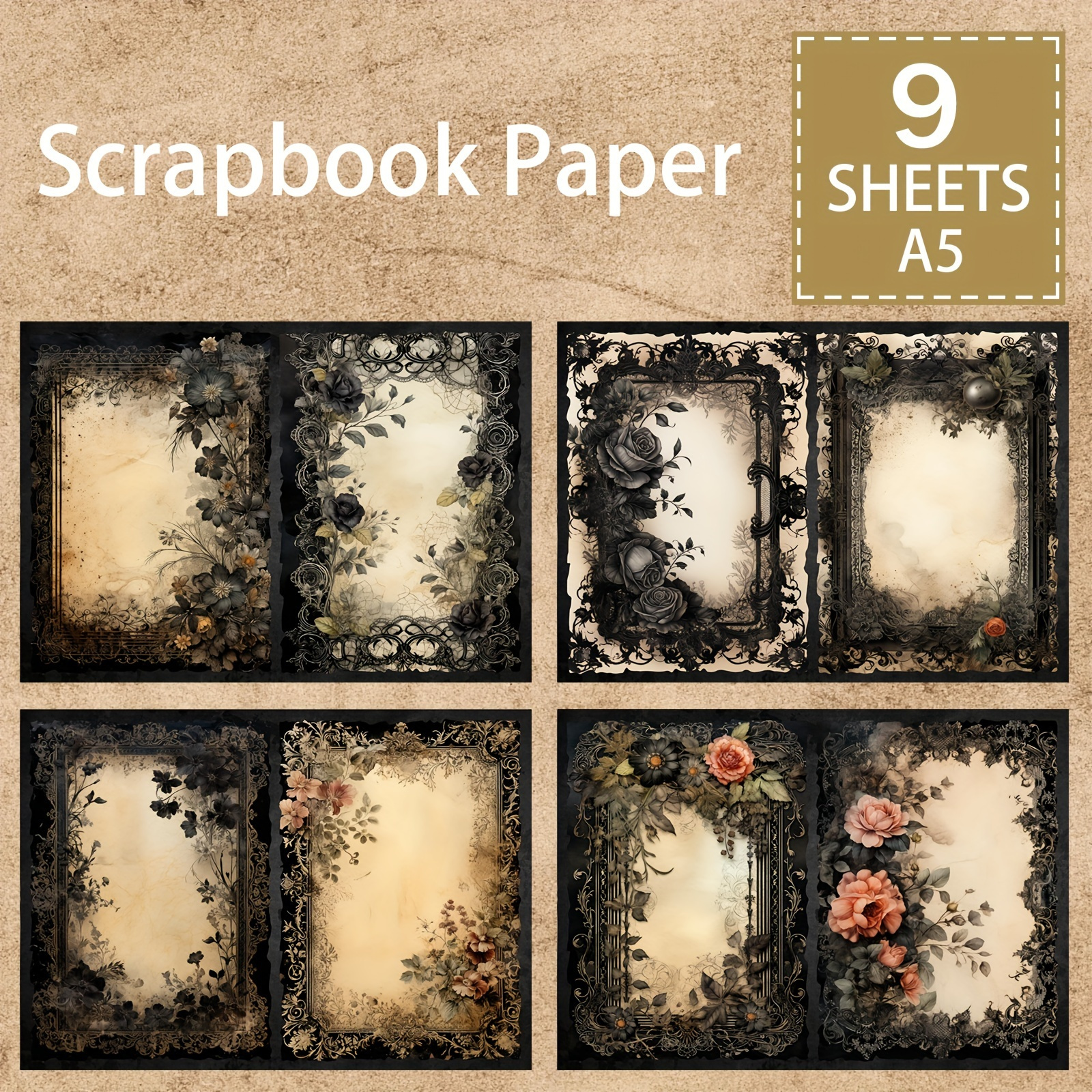 9pcs A5 Scrapbooking - - Decorative Backgrounds For Diy Journals, Greeting & Planners,