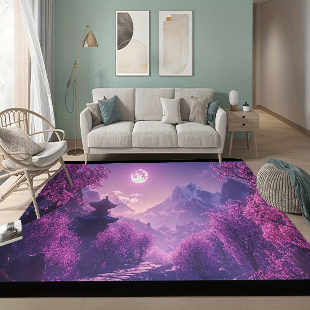 プラッシュパープルラ 柄ラグ - 180.01cm x 3.0メートル、滑り止め