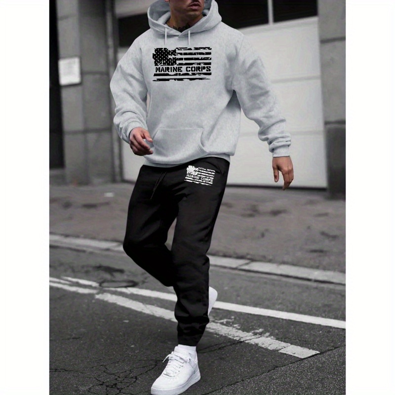 

- & Sweatpants Set - Printed Sportswear, Polyester , Long Sleeve Drawstring
