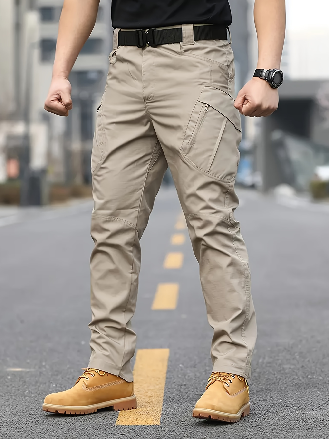 Mens High-Performance Tactical Cargo Pants, Sweatproof for Outdoor Hiking - Durable, Multi-Pocket Design, All-Weather Wear Resistance