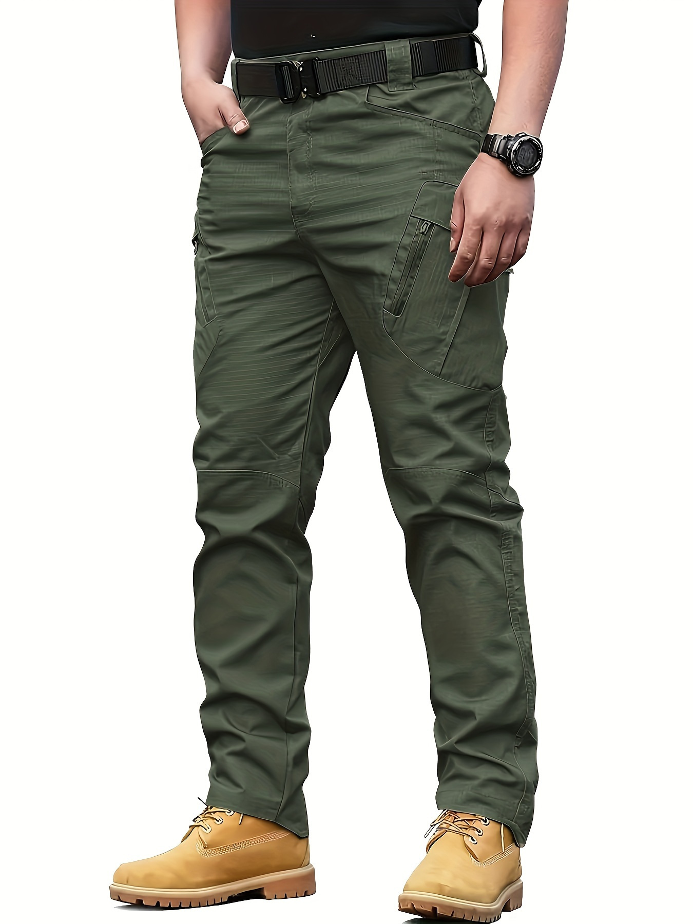 Mens High-Performance Tactical Cargo Pants, Sweatproof for Outdoor Hiking - Durable, Multi-Pocket Design, All-Weather Wear Resistance