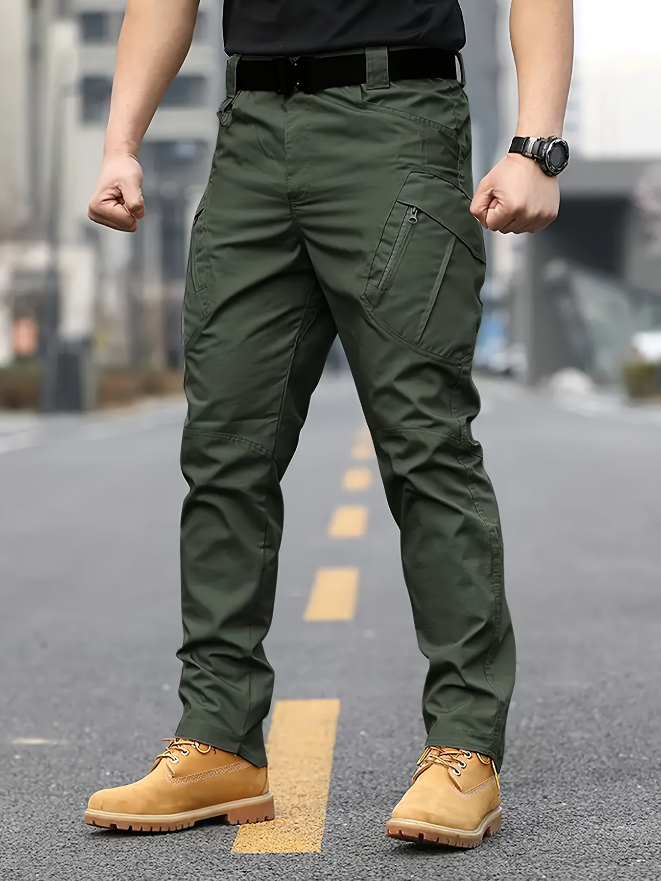 Mens High-Performance Tactical Cargo Pants, Sweatproof for Outdoor Hiking - Durable, Multi-Pocket Design, All-Weather Wear Resistance