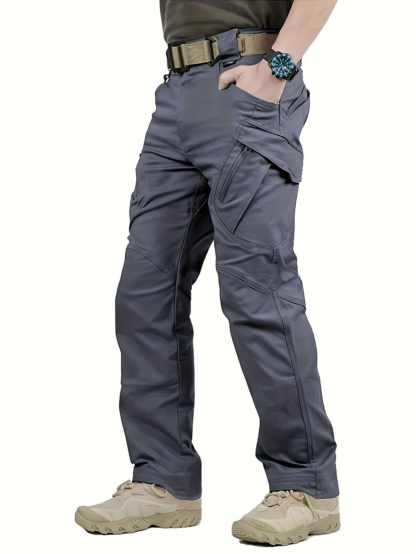 Mens High-Performance Tactical Cargo Pants, Sweatproof for Outdoor Hiking - Durable, Multi-Pocket Design, All-Weather Wear Resistance