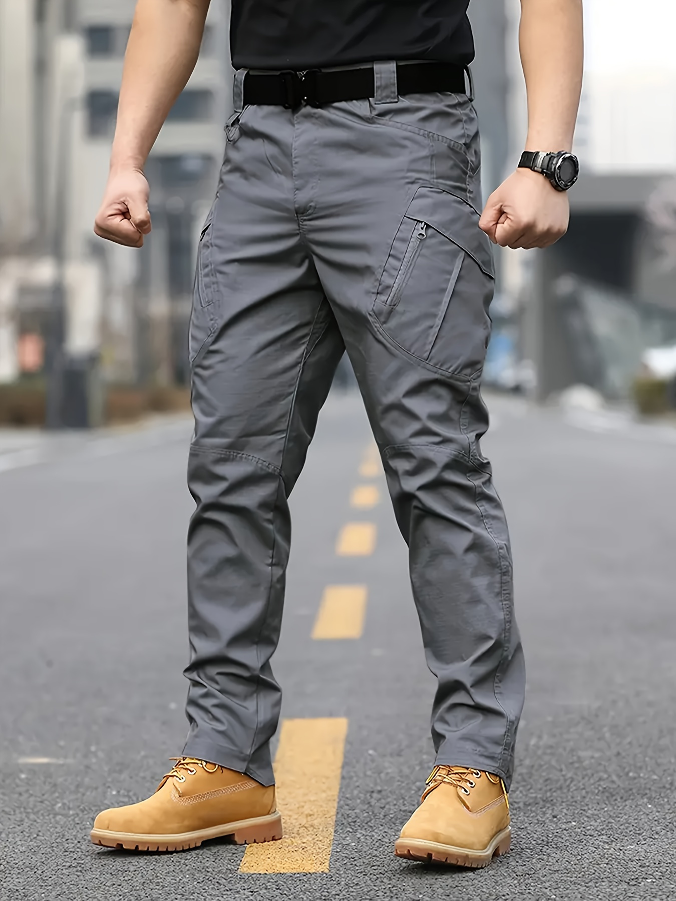 Mens High-Performance Tactical Cargo Pants, Sweatproof for Outdoor Hiking - Durable, Multi-Pocket Design, All-Weather Wear Resistance