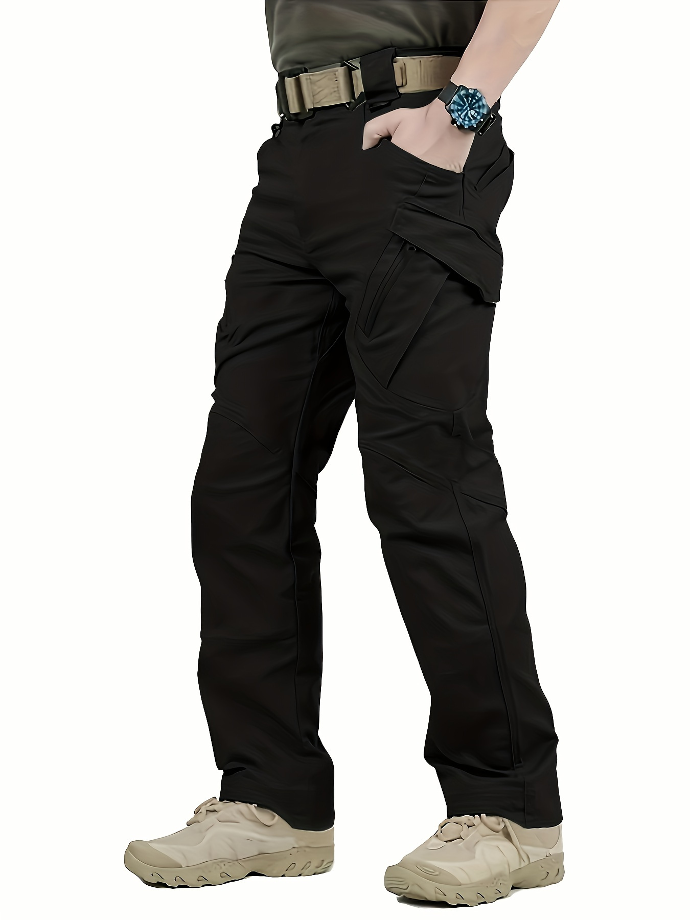 Mens High-Performance Tactical Cargo Pants, Sweatproof for Outdoor Hiking - Durable, Multi-Pocket Design, All-Weather Wear Resistance