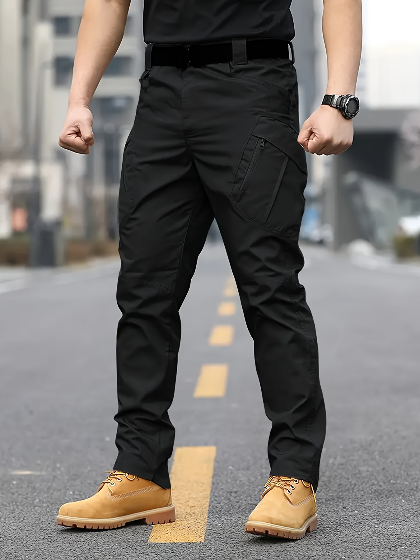 Mens High-Performance Tactical Cargo Pants, Sweatproof for Outdoor Hiking - Durable, Multi-Pocket Design, All-Weather Wear Resistance