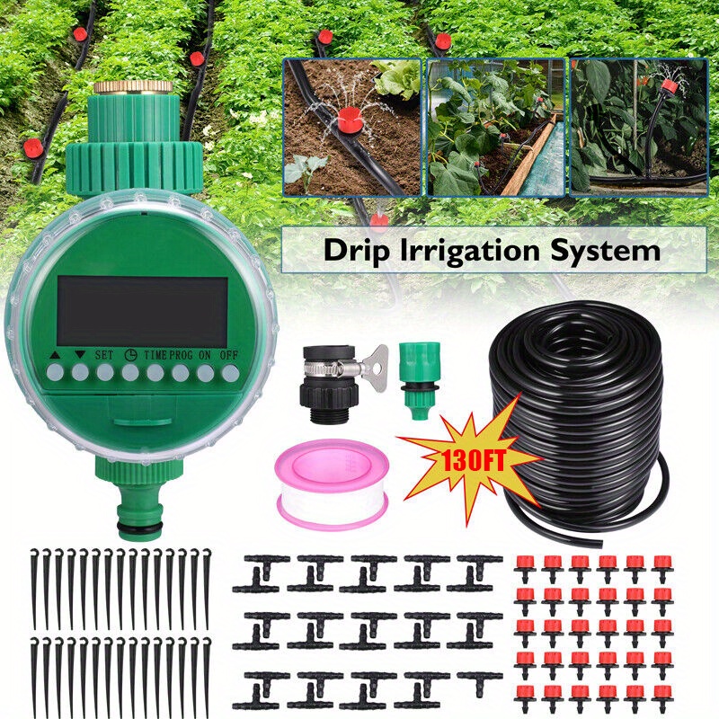 

130ft/40m Long Auto Irrigation Kit And Sprinkler - Watering For , Lawns, And Greenhouses - And