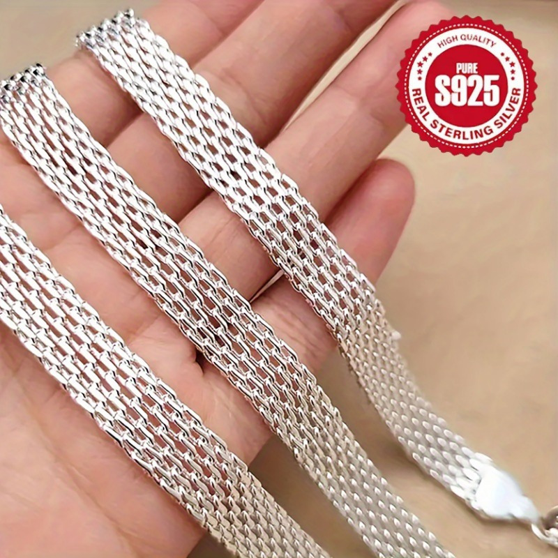 

1 S925 Silver Fashion Style Mesh Woven Chain Bracelet -12g/ 0.42oz- Width 10mm/ 0.4in- Sparkling Silver Plated Chain Bracelet, Perfect For Male And Female Party Jewelry Couples Gifts