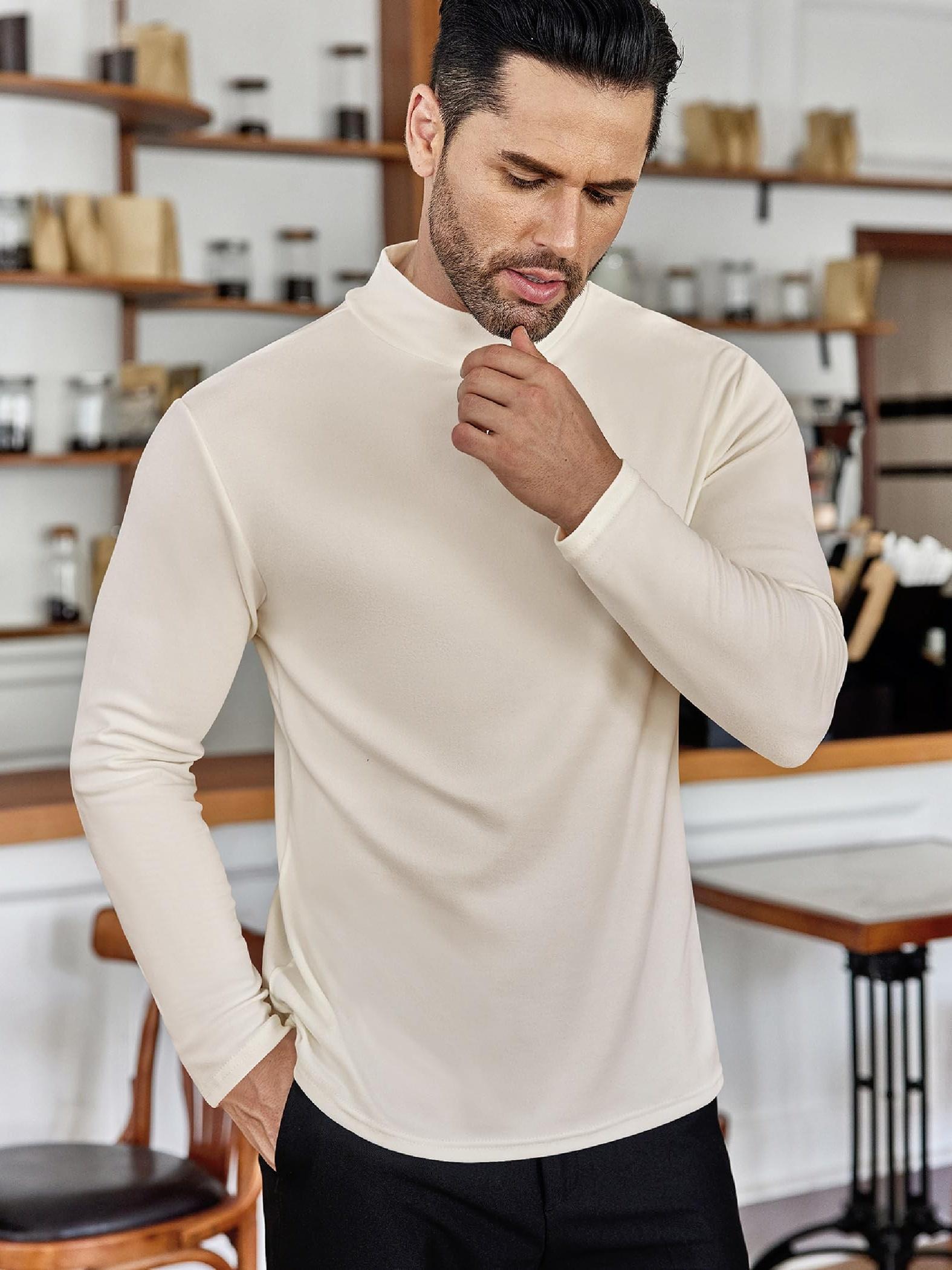 Dress Shirt Men's Turtleneck Long Sleeve Shirt 1pc Mens