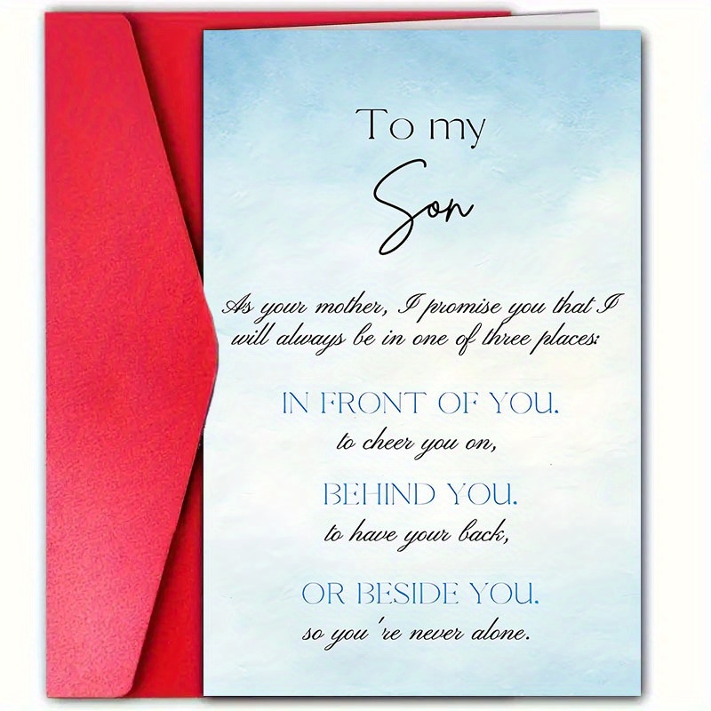 

1pc, Sentimental Birthday Paper Greeting For Son - "to My Son" Message From Mother, All-occasion Note With Envelope For Son, Grandson, Brother, Expressing Parental Love And Best Wishes