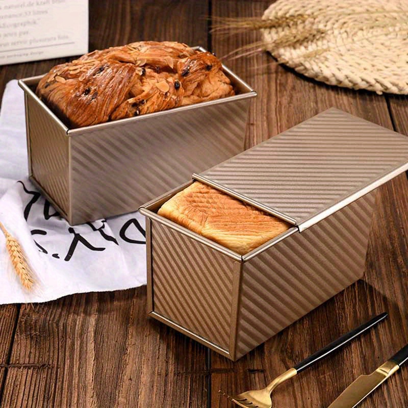 

1-pack Metal Bread Loaf Pan With Lid, Wave Pattern Baking Tin, Mold For Homemade Bread - Kitchen Baking Tool With Cover