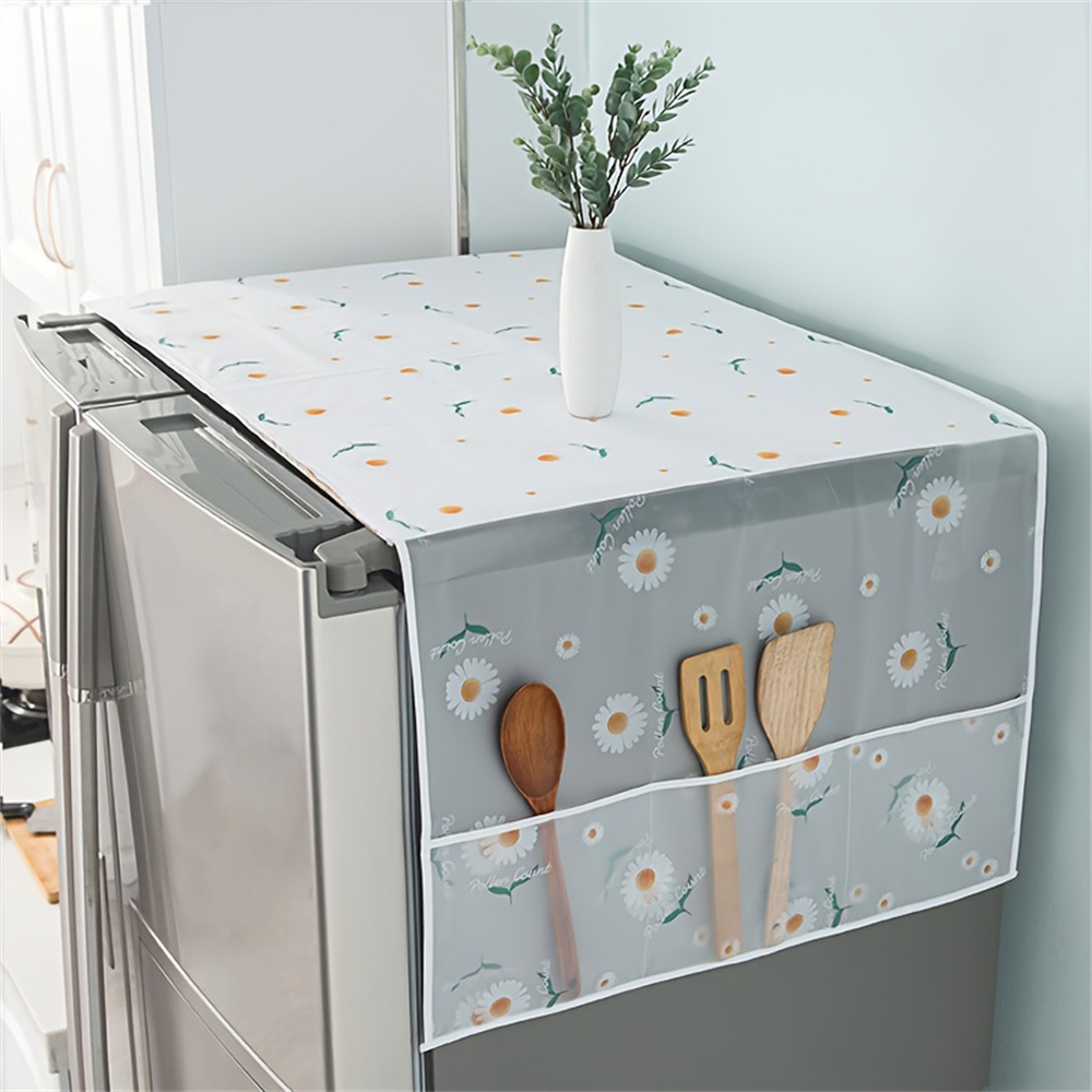 Image of 1pc Household Refrigerator Cover Single Double Pair Open Door Refrigerator Cover Cover Cloth Box Cover Towel Finishing Storage Bag
