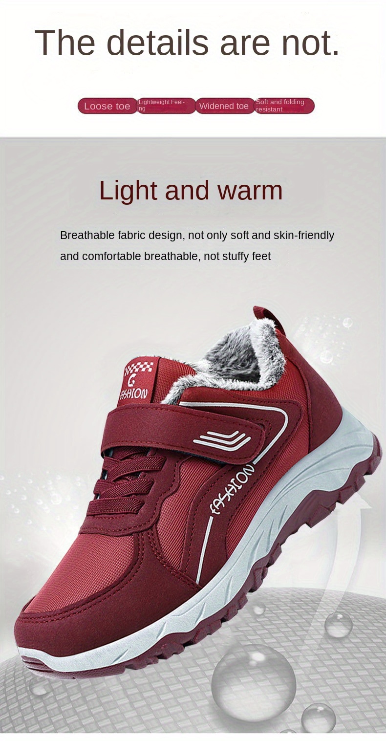 womens fashion walking shoes non slip   boots with fleece lining pvc sole pu leather upper lightweight round toe   winter footwear details 0