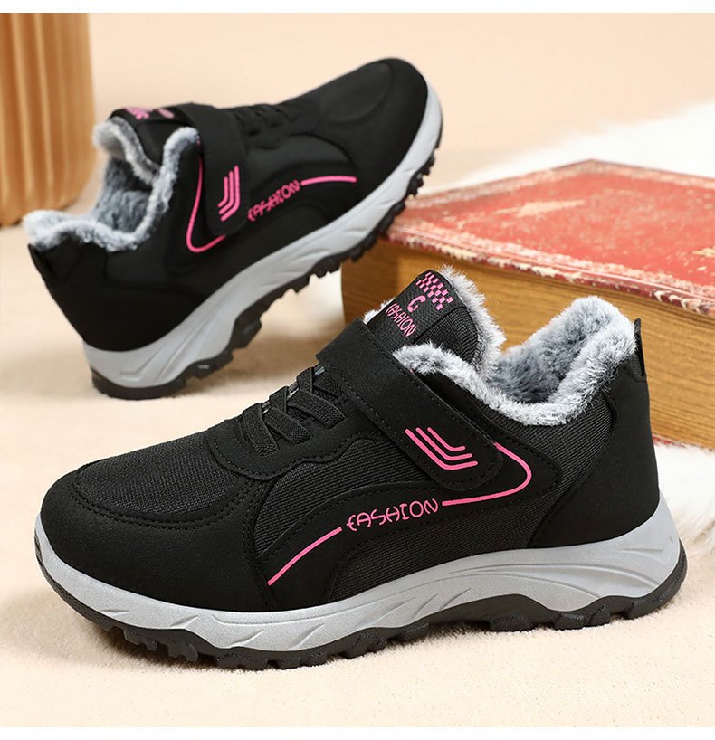 womens fashion walking shoes non slip   boots with fleece lining pvc sole pu leather upper lightweight round toe   winter footwear details 3