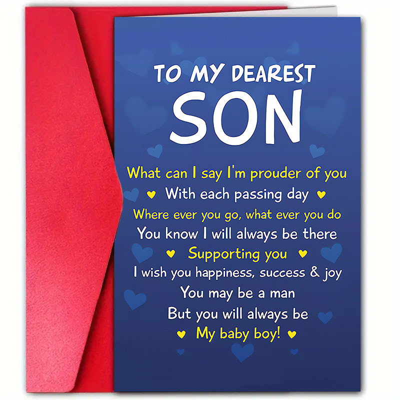 

1pc Paper Birthday Greeting Card For Son - Heartfelt Parents' Message With Envelope, Universal Recipient, Special Occasion Birthday Wishes Card