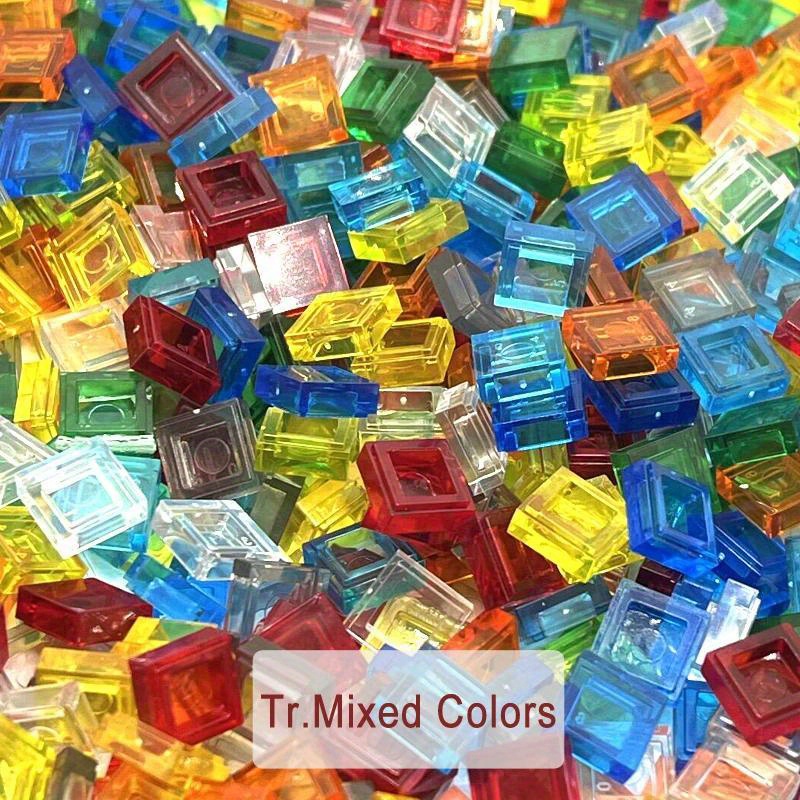 Image of 200pcs Of 1x1 Transparent Colorful Flat Tiles, Smooth Building Blocks For Educational Creative Play For Children, Compatible With Set 3070