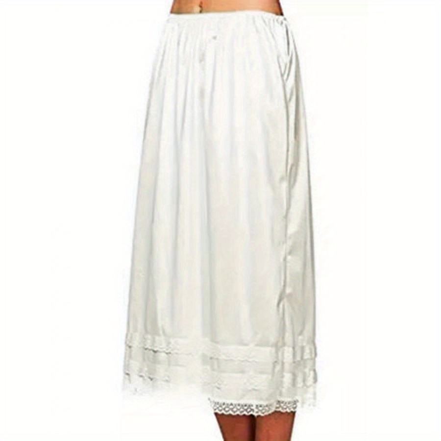 

-trimmed Half Slip For Women - Anti-cling, Vintage Maxi Skirt Style, Machine Washable, Under Dress