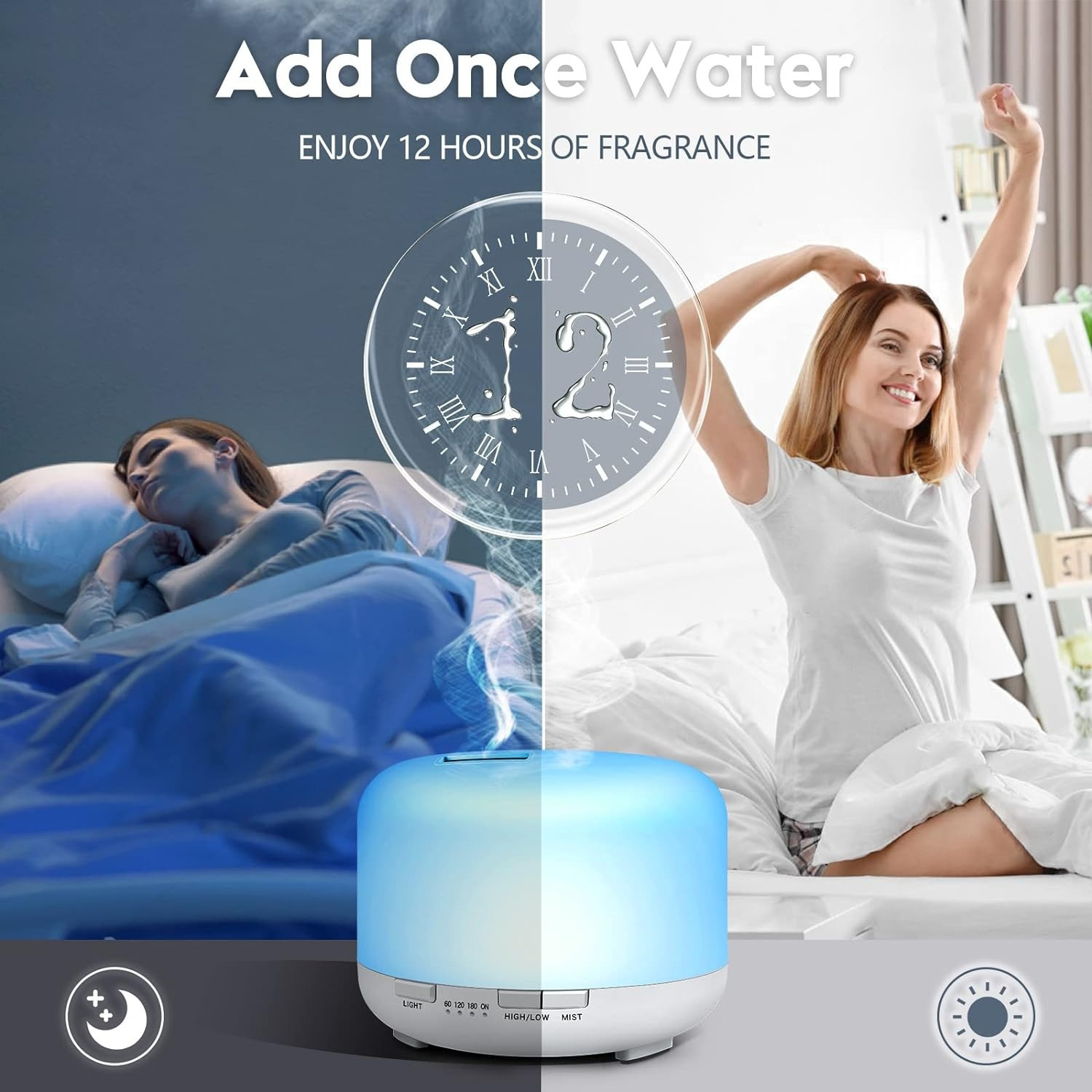 1pc aromawave 500ml aromatherapy oil diffuser with remote control usb powered ultrasonic essential oil humidifier large room fragrance dispenser no battery required details 3