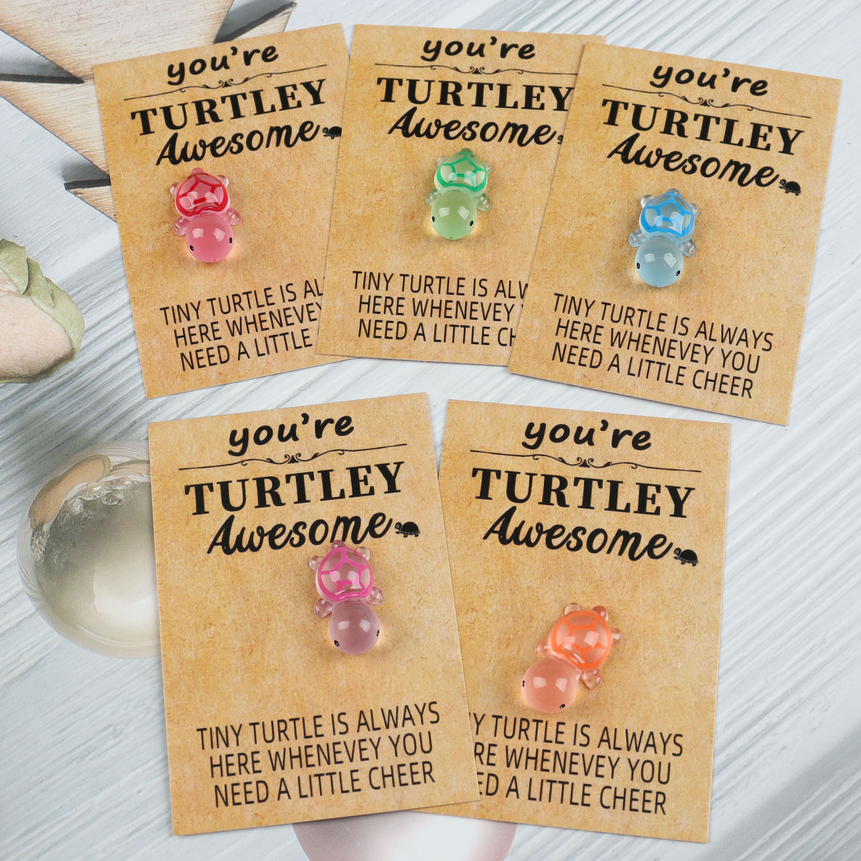 

5pcs Miniature Turtle Hug Cards With Inspirational Message - Resin Emotional Support Gifts For - "you're " Greeting Cards For And