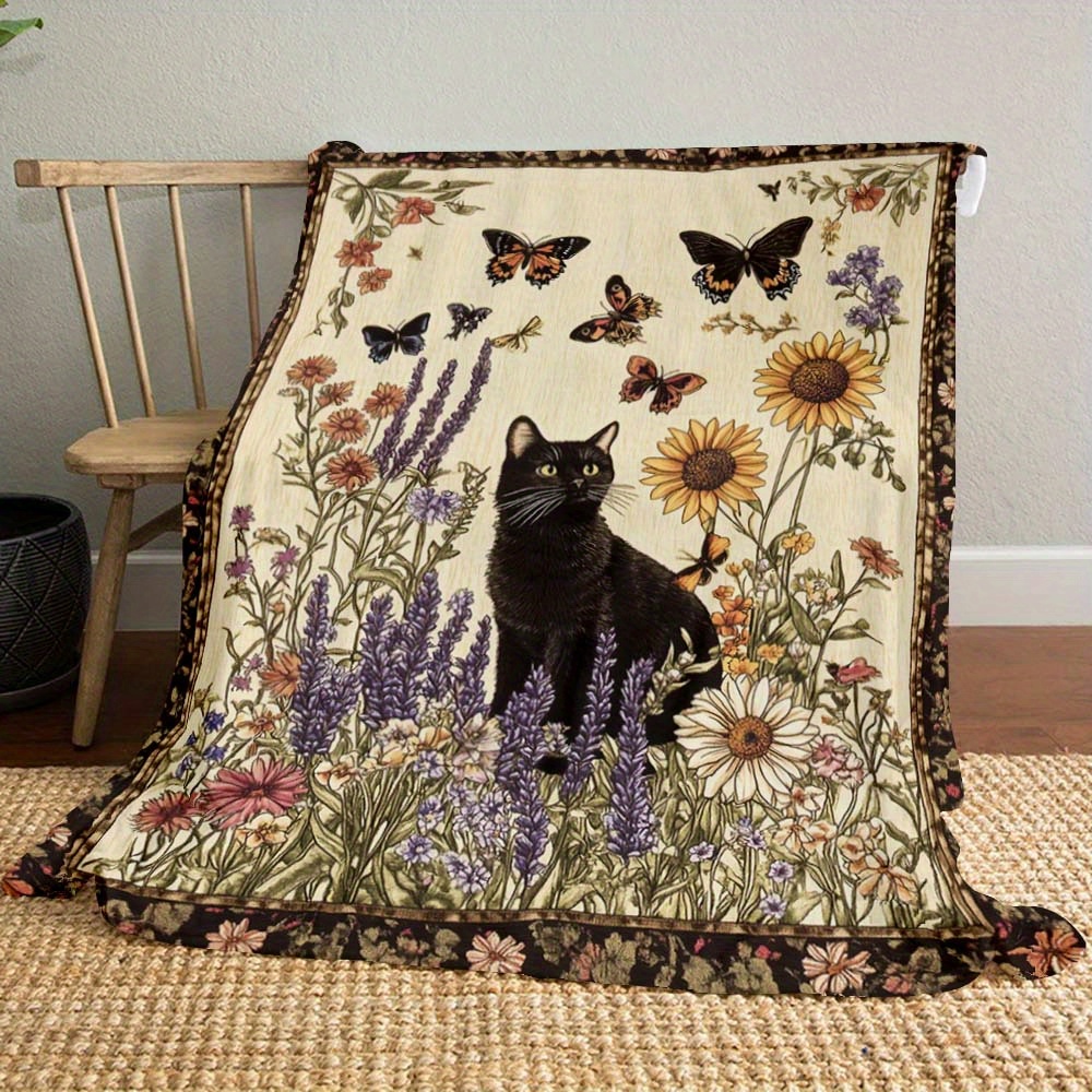 

And Black Cat_1 Car Nap Blanket Flannel Blanket