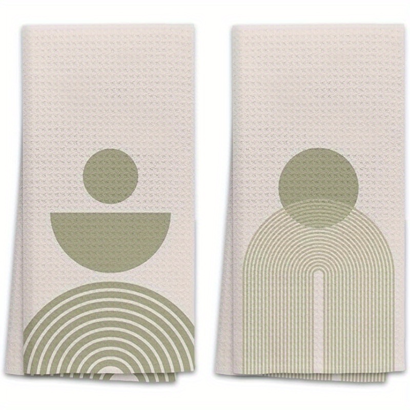 

Bohemian Chic Kitchen Towels - 2pcs Set, Polyester, Machine Washable, Home Decor &