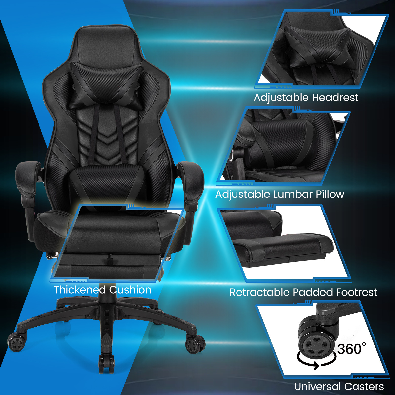 gaming chair footrest high back reclining office Temu