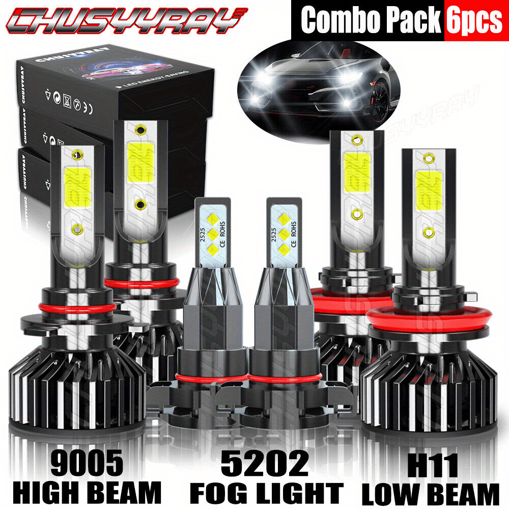 

Led Headlight+fog Bulbs 9005+h11+h16 Silverado 1500/2500 2011-2014 12v 60w 6000k 22000lm, Of 6