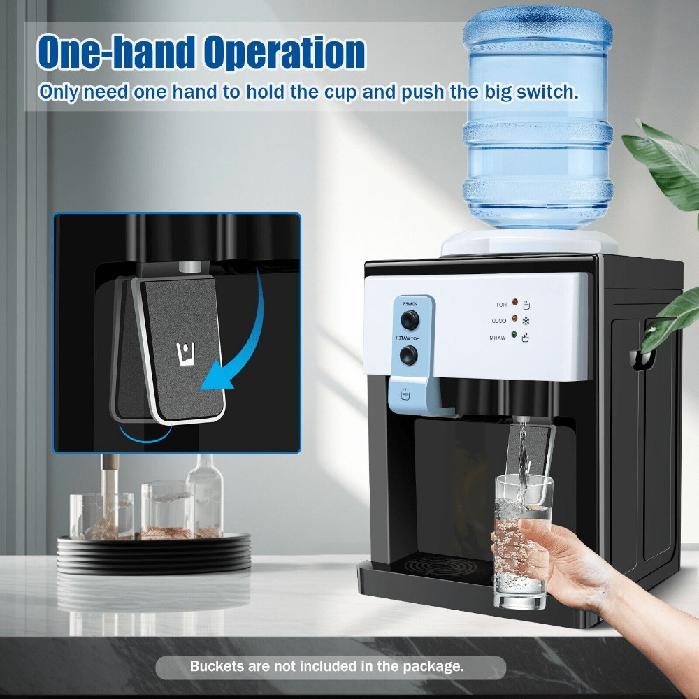 

1pc 5 Gallon Top Loading Water Cooler Dispenser, Countertop Hot+cold Drinking Machine, Pvc Material, 110v/220v Power Supply, Us Plug, No Battery Required