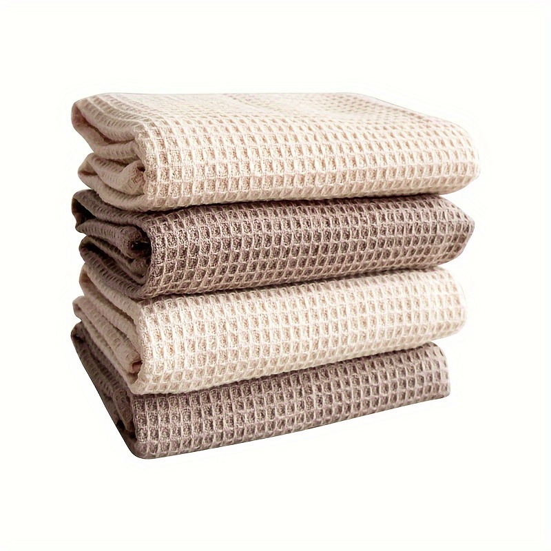 

Mixed Set Modern Waffle Weave Dish Towel And Towel - 100%, Hand Wash Only, High Absorbency Low Shedding Kitchen Cleaning Cloth, Used For Wiping Dishes And Housework, Coffee Color