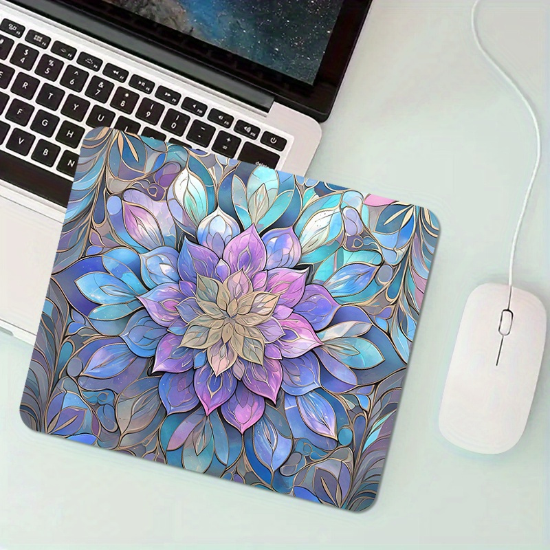 

1pc Lotus Pattern Square Mouse Pad, Random Print, Non-slip Office Desk Mat, Portable Home Computer Table Mat, Comfortable Thick Durable Rubber Pad, Ideal For Gamers, Office, Study, Gift