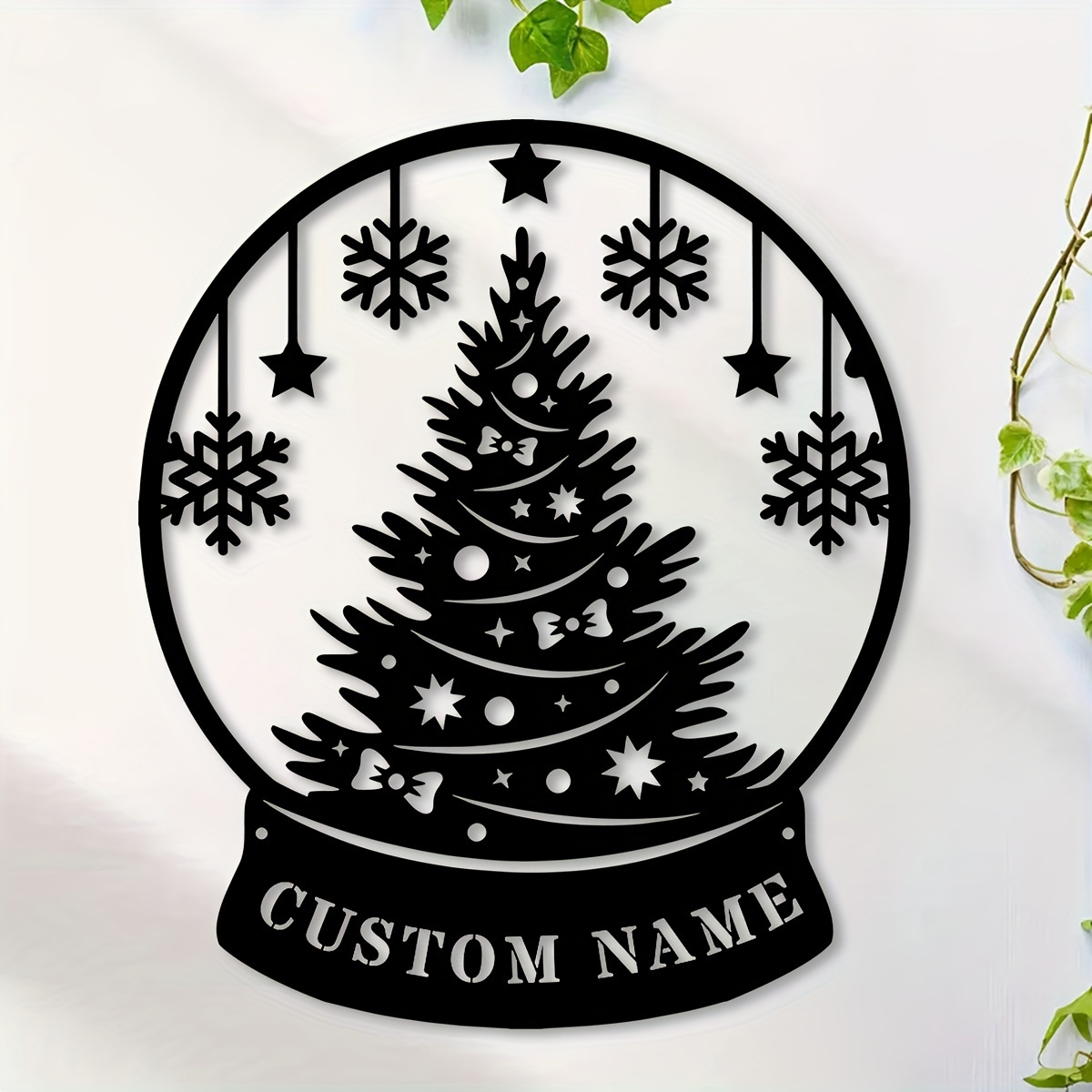 customizable metal christmas tree wall sign personalize with   name rustic indoor outdoor decor   holiday gifts details 1