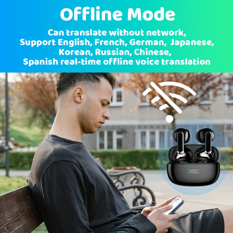 

144-language Ai Smart Earphones - Wireless Wireless, Usb Rechargeable, Real-time Translation For 133 Languages + English, Ideal For Travel & Work, Wireless Earbuds