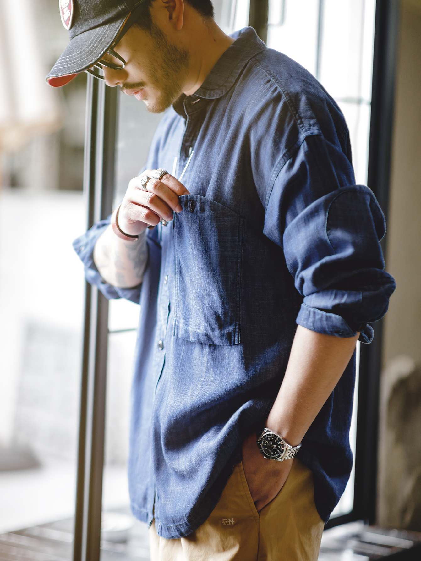 Denim Shirt Long Sleeve Jacket for Men, Spring, Pack of