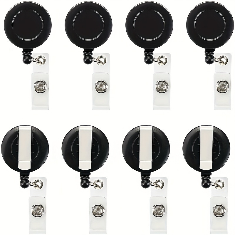 TEMU 30pcs Retractable Badge Holder Reel Swipe Id Pull Key Tag Clip Black