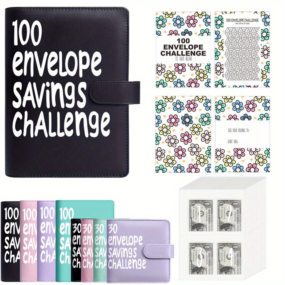 

30/ 100 Envelopes Money Saving Challenge Binder, Savings Challenges Book With Envelopes Flexible Saving $5050, 2600, Savings Binder With 100 Pocket Pre-number Comprehensive And Fa