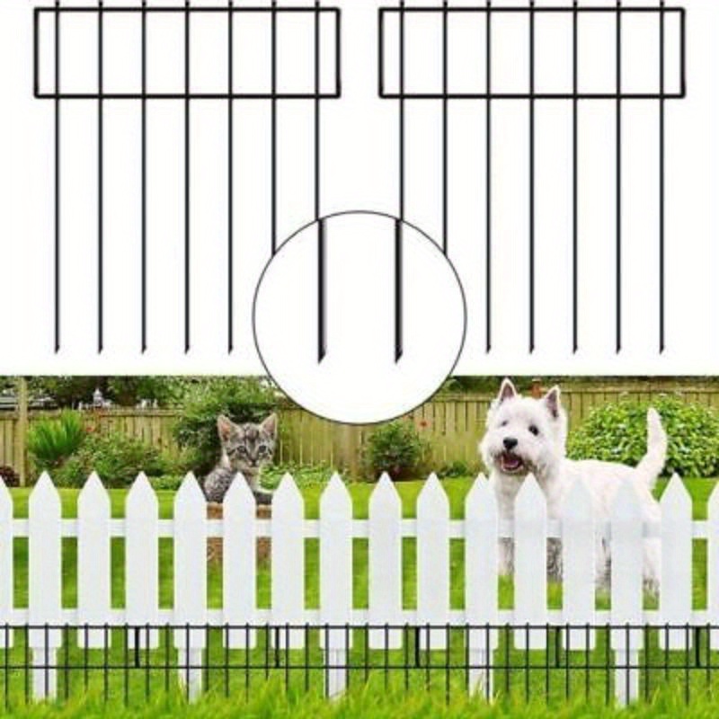 

19 Barrier Fence, Dog Rabbits Animal Barrier No Dig Rustproof, 17 In (h) X 20. 8 Ft (l) Decorative Metal Fencing, Dog Rabbits Ground Stakes For Use