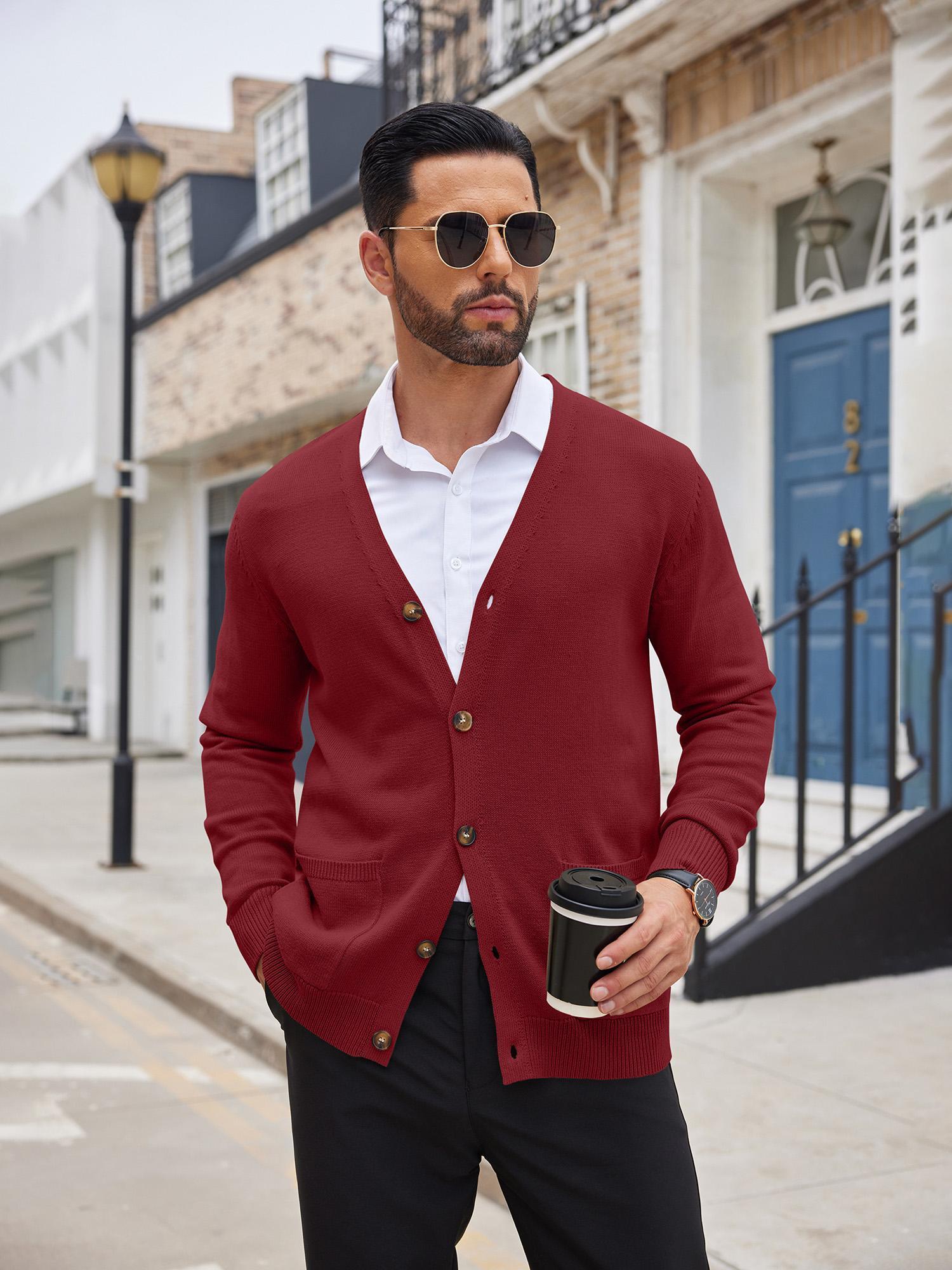 Suéter Cardigan Casual para Hombre Chaqueta con Botones y Bolsillo en el  Pecho, Abrigo de Larga Ideal como Capa */Otoño (*/*