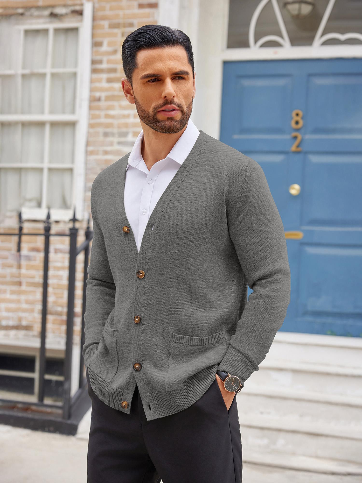 Suéter Cardigan Casual para Hombre Chaqueta con Botones y Bolsillo en el  Pecho, Abrigo de Larga Ideal como Capa */Otoño (*/*