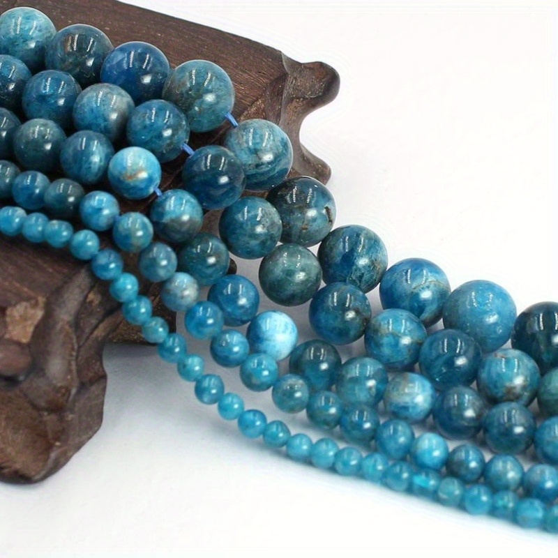 

Blue Apatite Round Gemstone Beads, 4mm-12mm Loose Stones For Making, 15" Strand